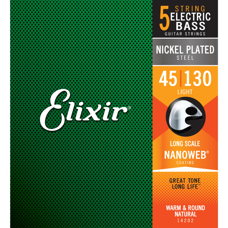 Elixir 14202 Nanoweb E-Bass Strings, 45-130